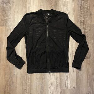 Zella Black Mesh Knit Zip-Up Jacket Size XS